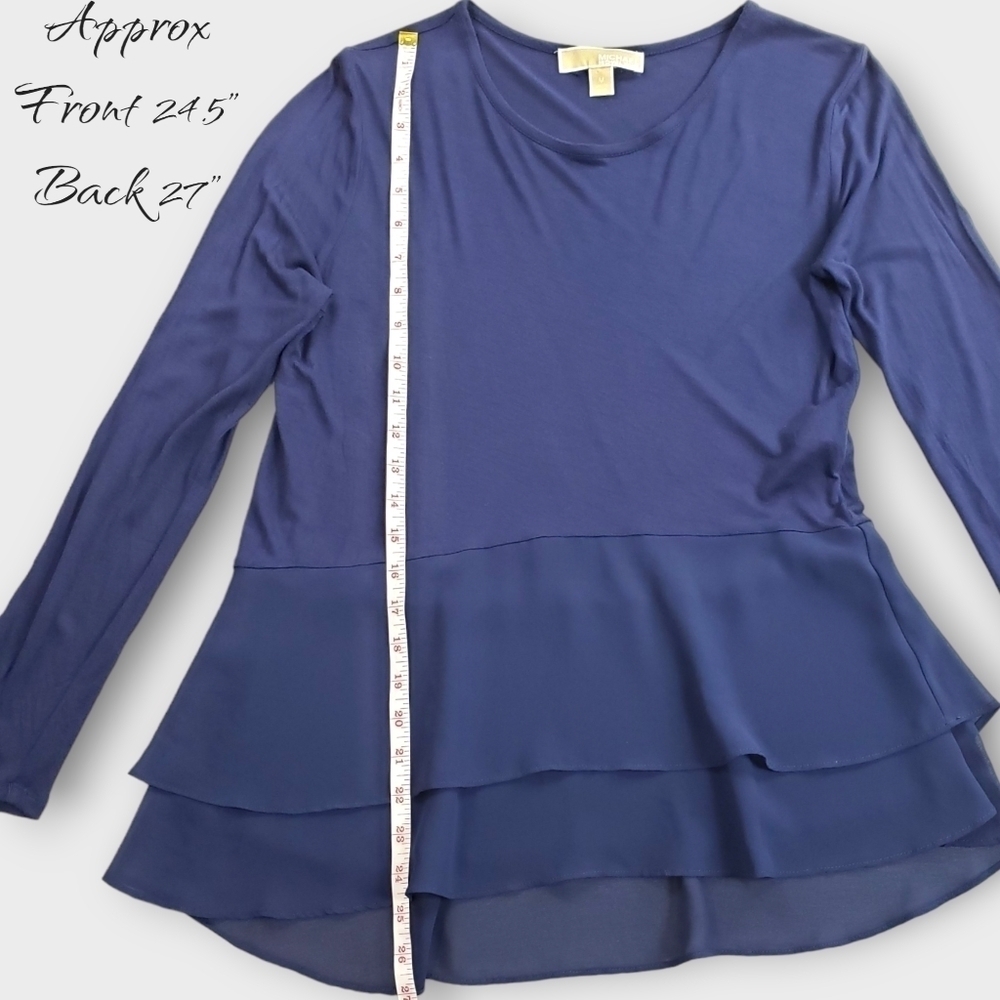 Michael Kors Navy Flutter Hem Layered Top Medium - Picture 4 of 11